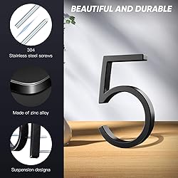 Ripeng 5" Floating Zinc Alloy Address House Number