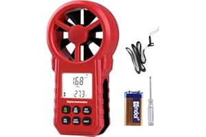 XinJiaYi Digital Anemometer, Portable Air Flow Meter with Wind Temperature Sensor, Wind Speed Meter for HVAC Vents/Shooting/Drone, Wind Gauge Air Flow Velocity Meter-Red