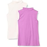 Amazon Essentials Women's Mock-Neck Slim-Fit Rib-Knit Sleeveless Top, Pack of 2