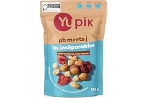 Yupik PB Meets J Mix, 136 g, Crunchy & Soft Snack, Peanut Butter & Jelly, Blend of Peanuts, Dried Strawberries, Peanut Butter