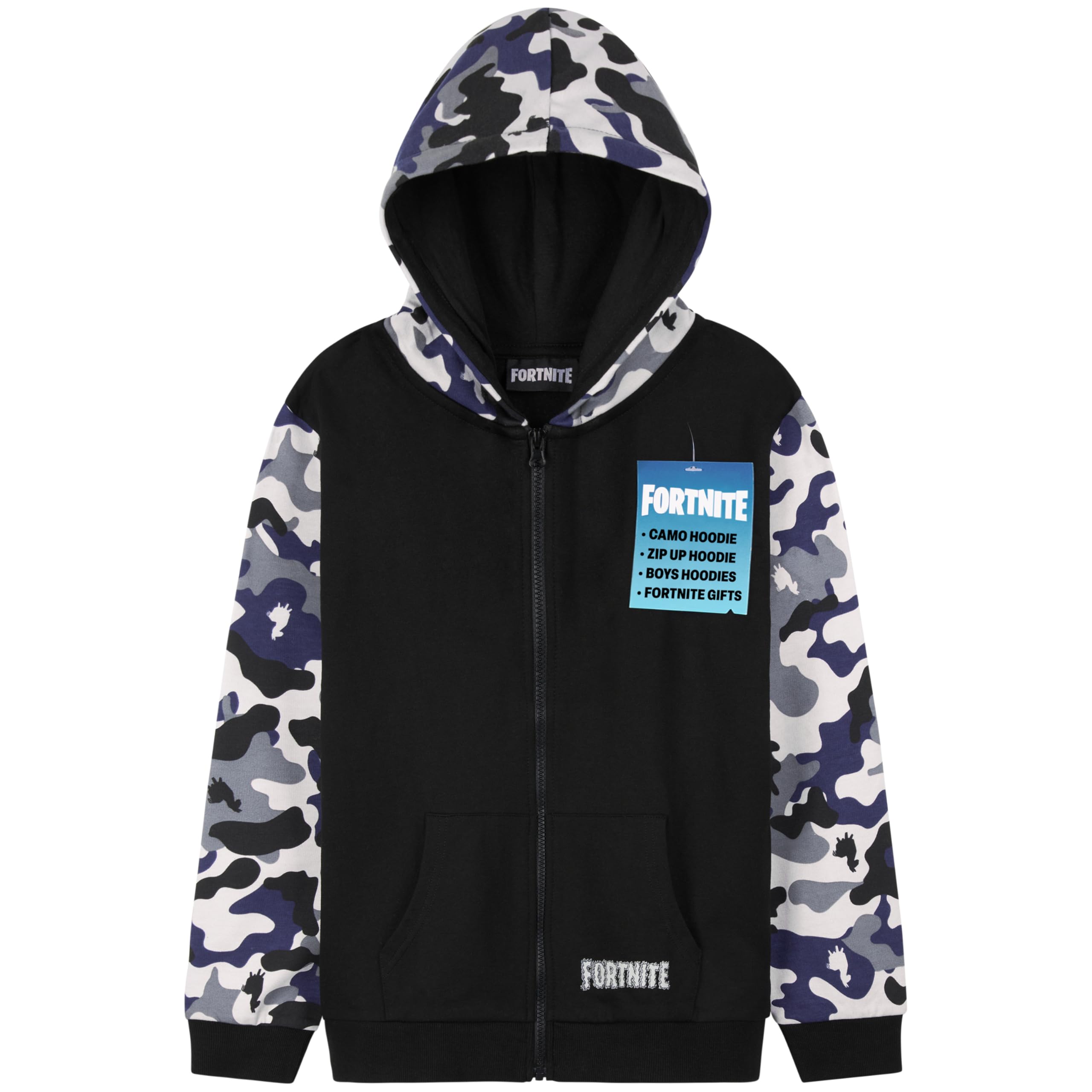 Photo 1 of FORTNITE Hoodies for Boys Teens Hooded Pullover Zip Up Sweatshirt Youth Hoodie (9-10 Years, Black/Camo)