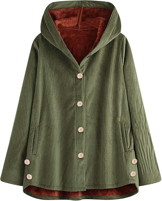 Amazon Liqiuxiang コーデュロイコート レディース アウター ジャケット 秋冬 ボタン 森ガール パーカー フード付き 無地 ゆったり カジュアル カーディガン 厚手 可愛い コート 防寒 暖か かわいい レトロ セーター 通勤 通学 デート アウトドア コート ジャケット 通販
