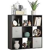 Whitmor 9 Cube Storage Organizer, 3 Tier Stackable Mdf Wood Bookcase, Open Storage Display Bookshelf, Storage Cabinet for Living Room, Bedroom, Home, Office, 35.5"L x 11.7"W x 35.5"H, Espresso