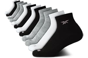 Reebok Girls' Quarter Socks - 12 Pack Stretch Performance Quarter Cut Arch Support Socks - Cushioned Athletic Socks for Girls