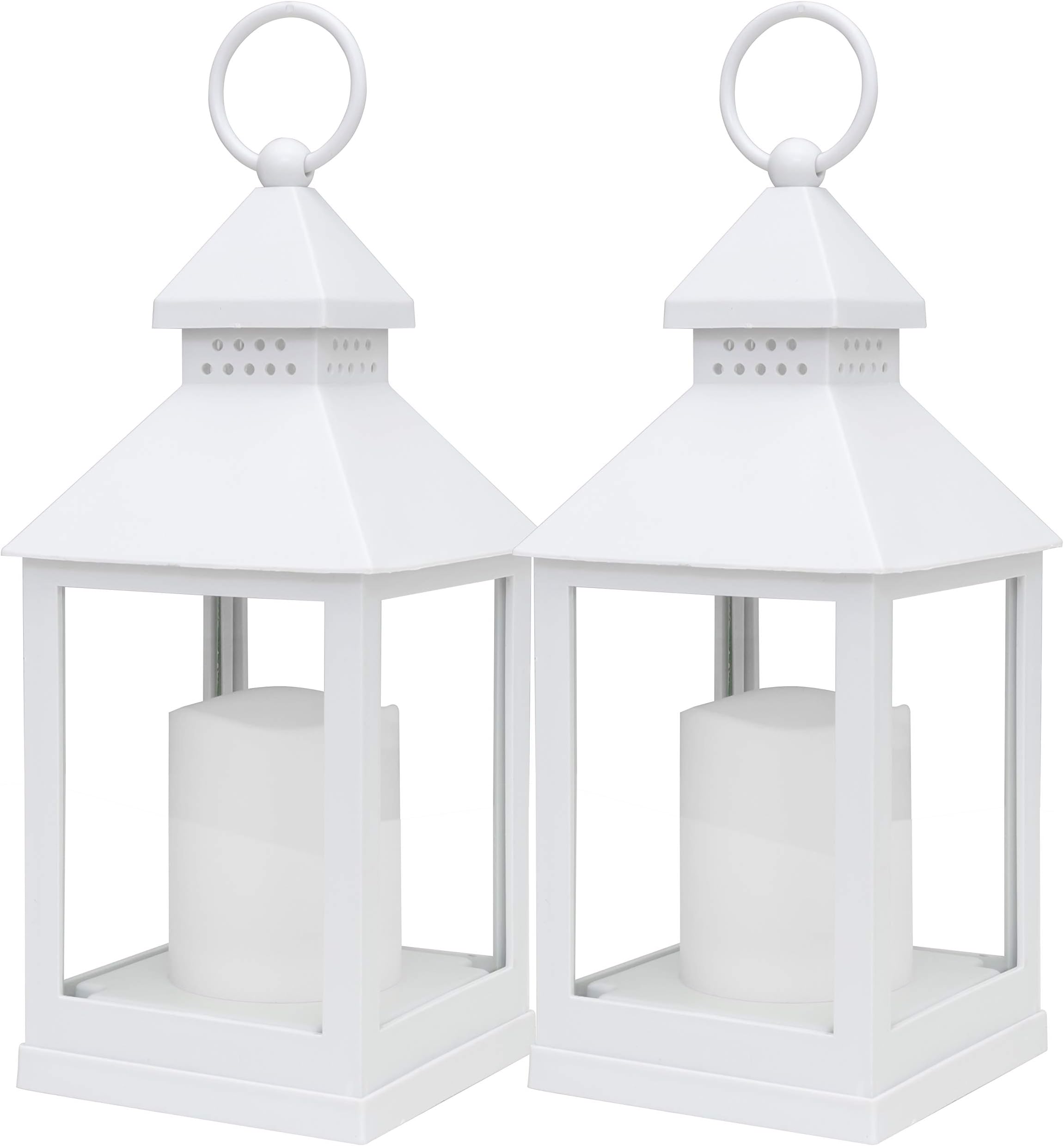 kieragrace KG Aglow Flickering LED Lantern - White, 9.25" Tall, Set of 2