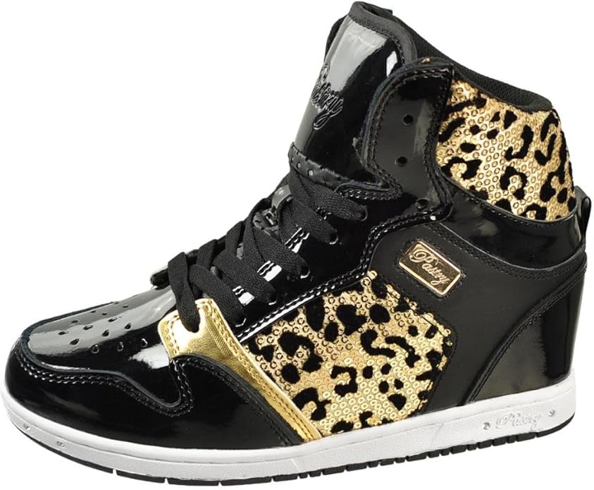 Pastry Girls/Womens Glam Pie Wedge Cheetah Black/Gold High