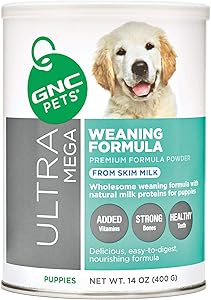 GNC Pets Ultra Mega Weaning Formula Powder for Puppies, 14 Ounces | Puppy Formula Made with Natural Milk Proteins, Supports Kitten Health to Grow Strong