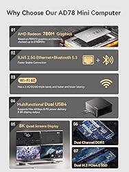 KODLIX AD78 Mini PC, AMD Ryzen 7 7840HS