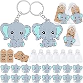 CiciBear 72 Pack Elephant Party Favors with Blue Baby Elephant Keychains, Thank You Tags and Gift Bags for Boys Baby Shower, Kids Birthday, School Carnival Rewards