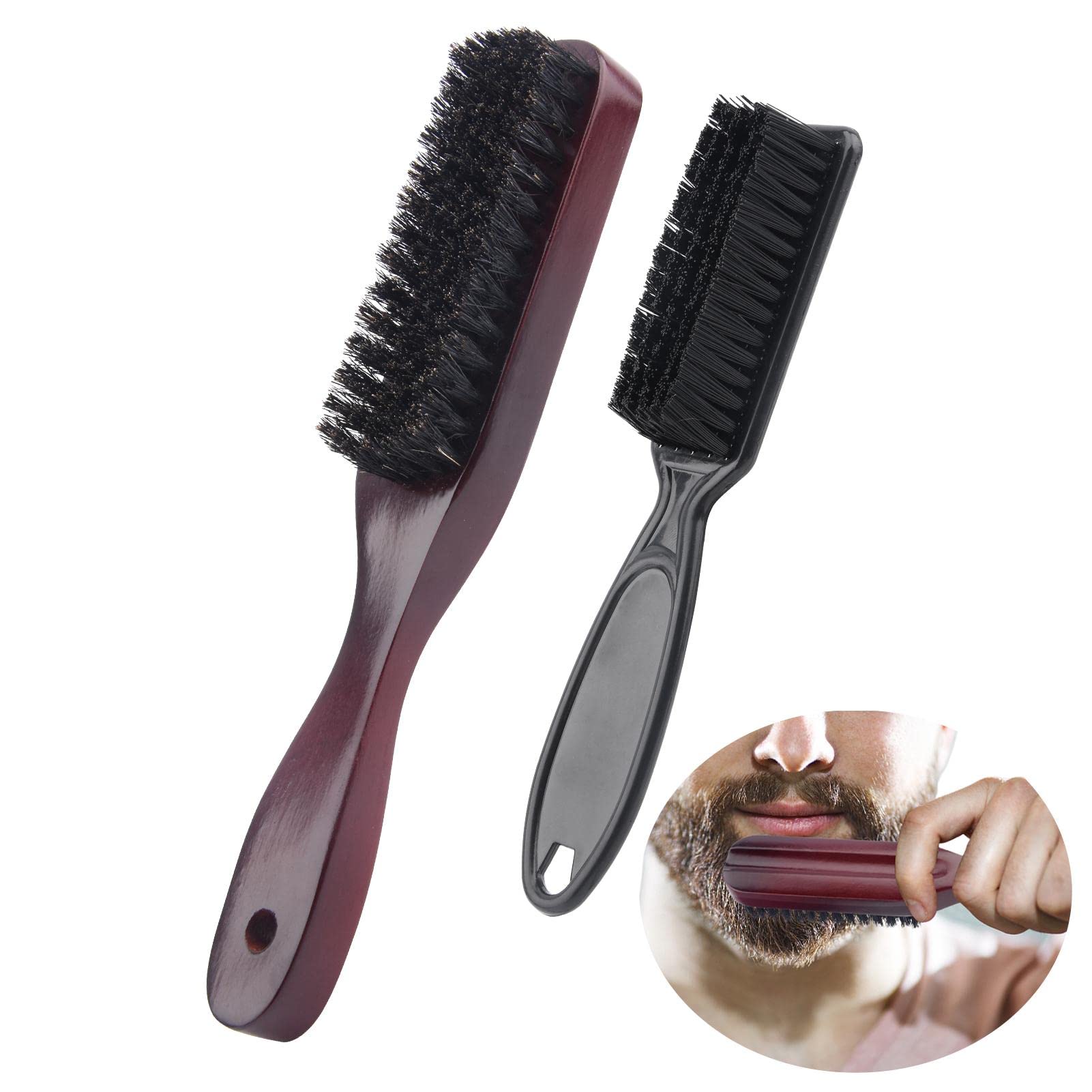 QOTSTEOS 2pcs/Set Portable Beard Brush, Soft Beard Brush Hair Styling Tool for Combing Beard Hair, Promotes Beard Growth and Improving Texture