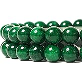 10mm Natural Blackish Green Chalcedony Round Bead - 35PCS Bulk Gemstone Beads for Jewelry Making, DIY Bracelets, Necklaces - Includes Crystal Stretch Cord - Stone Beads for Crafting Gifts