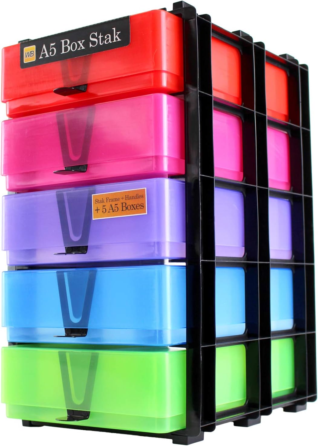 WestonBoxes A5 Box Stak Craft Storage Unit Including 5 Plastic A5 Boxes