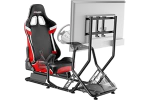 ARES WING Racing Simulator Cockpit with Monitor Mount and Seat, Formula and GT Sim Racing Cockpit Compatible with Fanatec, Th