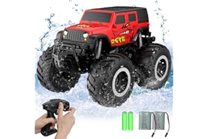 STEMTRON Amphibious Remote Control Car Toys for Boys 2.4 GHz 1:16 All Terrain Off-Road RC Car Waterproof RC Monster Truck Kids Pool Toys Remote Control Boat Gifts for Kids