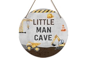 SIMIMI ART Construction Little Man Cave Wooden Sign - Wood Plaque Hanging Wall Art Decor for Kids Room Boy Bedroom, Nursery Kids Toddler Boys Playroom Living Room Decorations