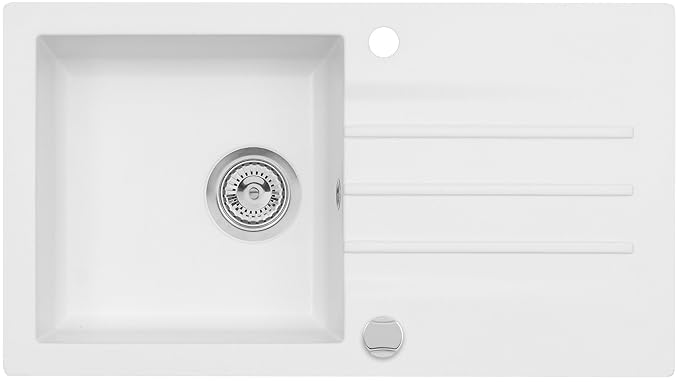 AXIS KITCHEN Mojito 40 Küchenspüle Farbe Axis Weiss Material Axigranit 50er Unterschrank Spülbecken Siphon, Exzenterbedienung