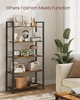 VASAGLE 5-Tier Bookshelf 30 x 80 x 153 cm Industrial Rustic Brown Black view 3
