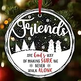 Jesuspirit Friends Christmas Ornaments 2025, Friendship Gifts for Women Friends, Ornament for Christmas Tree, Sister Gifts Ornament (Friends are God's Way of Making Sure We Never Walk Alone)