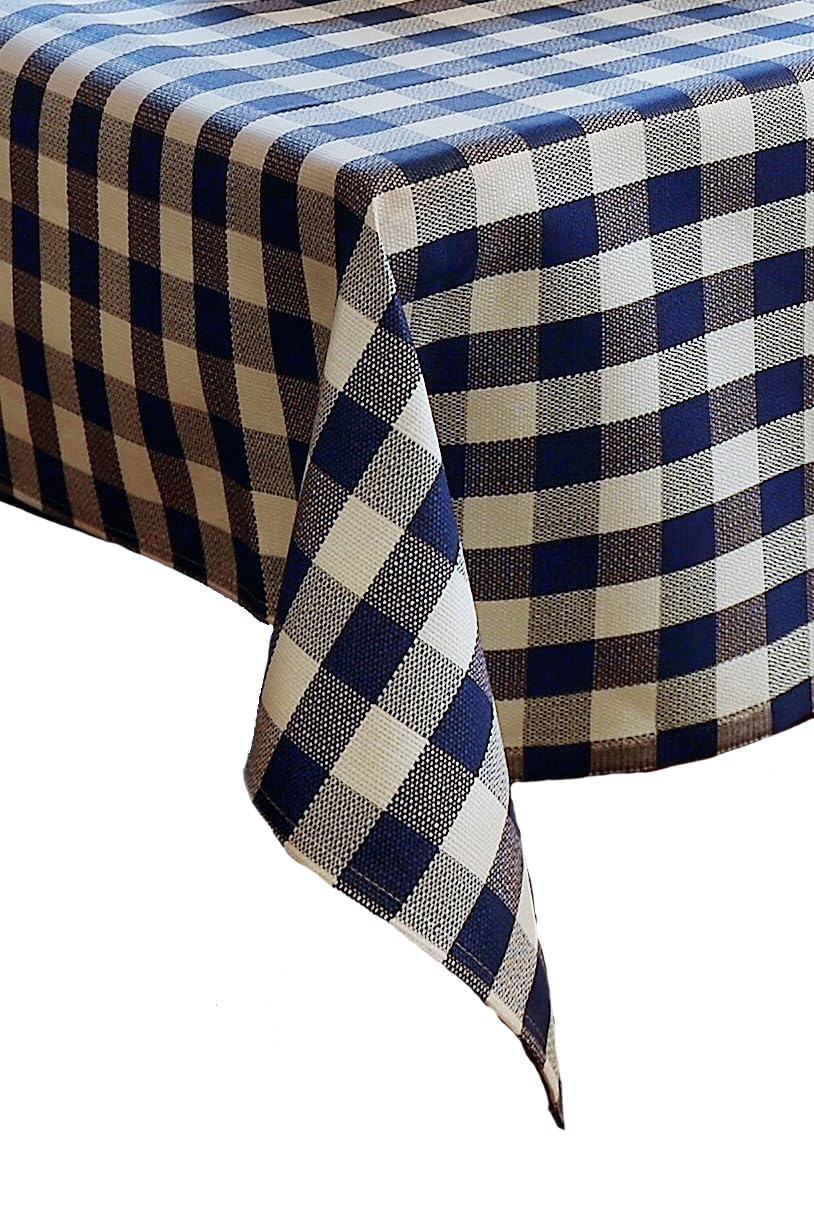 TextilDepot24 Table linen with 2 cm chequered cotton – colour blue / white (130 x 170)