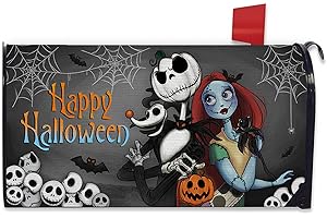 FBCOO Happy Halloween Jack Mailbox Cover Magnetic Standard Size 20.5" x 18", Xmas Sally Skulls Decorative Post Letter Box Decor, Spider Web Funny Holiday Garden Outdoor Decoration
