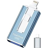 MFi Certified Flash Drive for iPhone iPad 512GB, Photo Stick for External Memory Storage, Easily Back Up and Save Photos Videos, USB Memory Stick Thumb Drive for iPhone/iPad/Android/PC (Sky Blue)