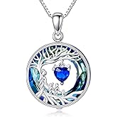 PROESS Gifts for Mom 925 Sterling Silver Tree of Life Necklace Crystal Mother and 1-4 Daughter Son Jewelry Birthday Christmas Gifts for Women Mother Daughter Wife Grandma