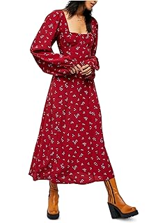 free people red long sleeve dress
