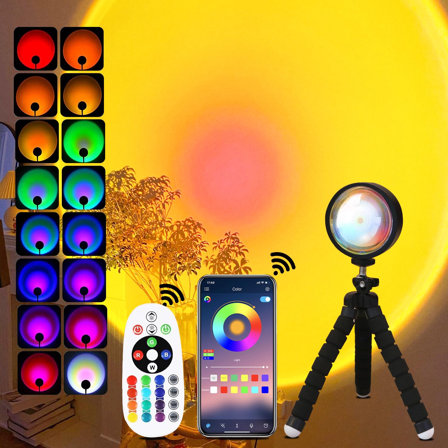 xoddi Sunset Lamp Projector Led Lights for Bedroom Night Light Sun Sunrise Sunlight Lamp Mood Light Party Lamps Room Decor Gifts for Women