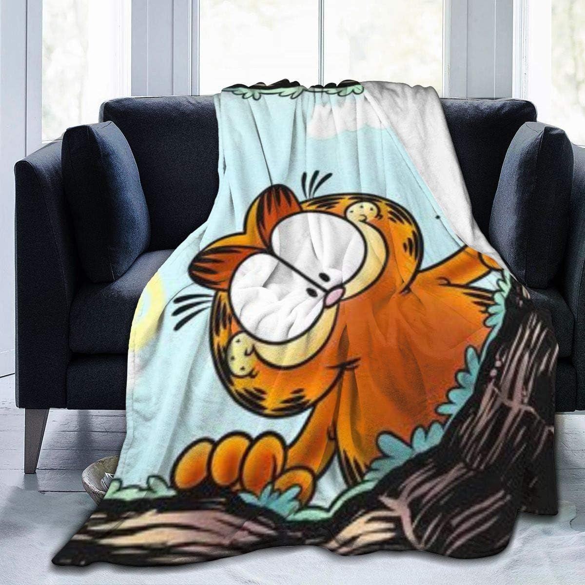 Garfield Throw Blanket Ultra Soft Flannel Warm Fluffy with Blankets, Velvet Anti Pilling Fleece