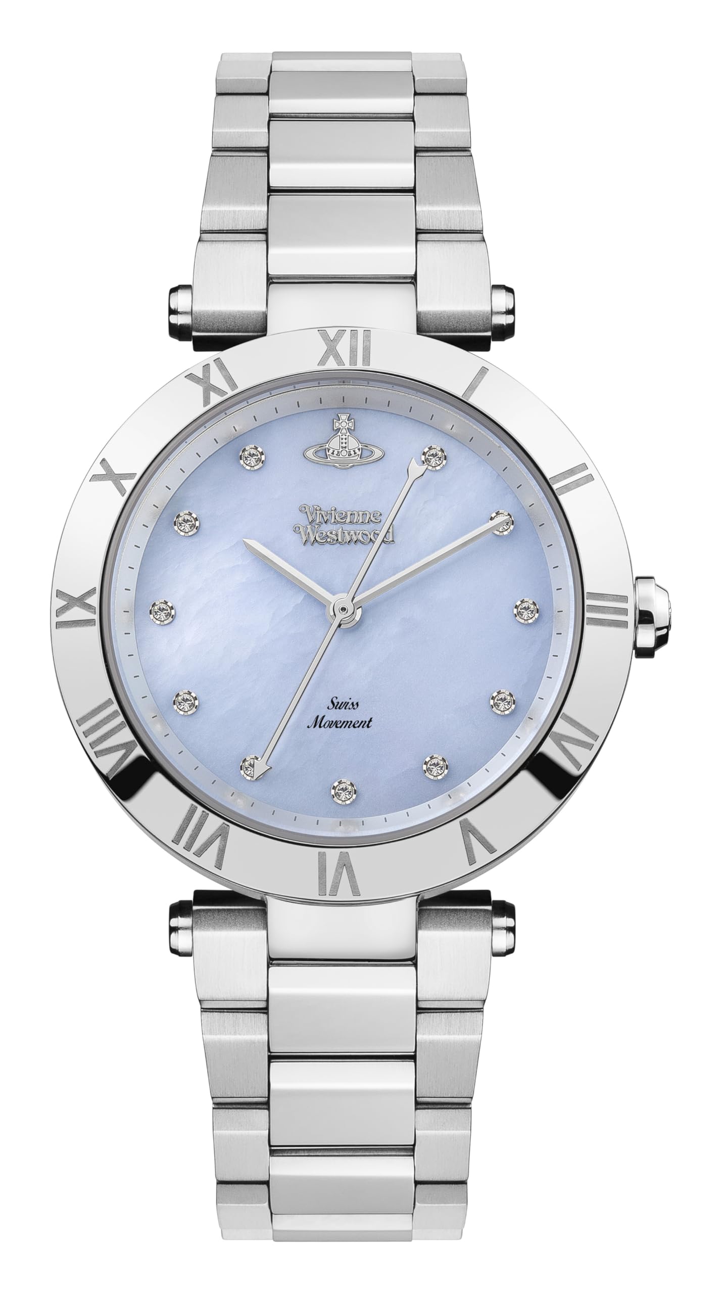 Vivienne Westwood Montagu Ladies Quartz Watch with Blue Dial & Silver Stainless Steel Bracelet VV206BLSL