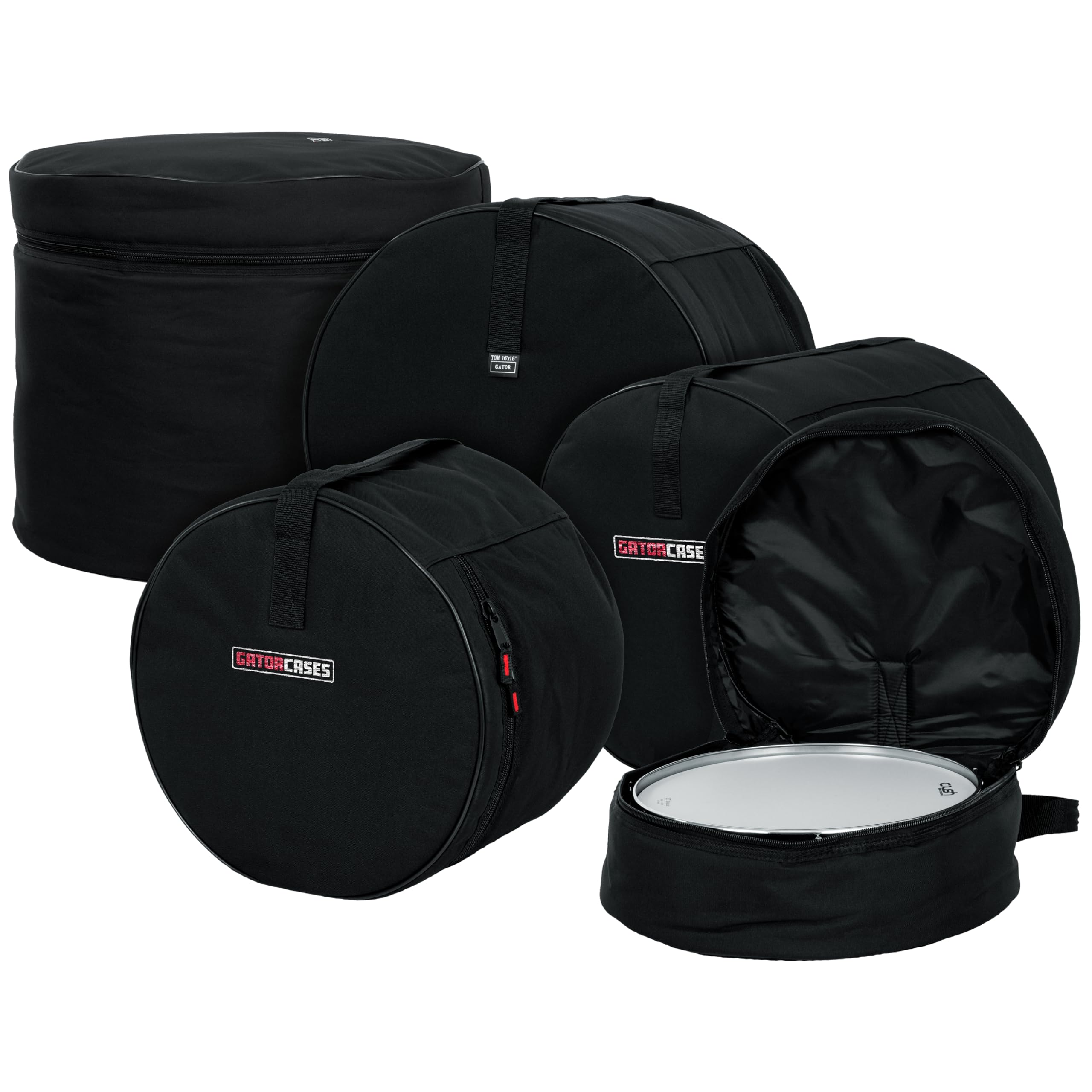 Gator Cases GP-FUSION-100 Cases Protechtor Series 5 piece Padded Drum Bag Set for Fusion Kits, 22" Kick, 10" Tom, 12" Tom, 14" Tom, 14" Snare, Black
