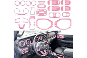 GENERIC Barong for Jeep Wrangler JL JLU 2018-2023 Accessories Steering Wheel Door Handle Air Conditioning Vent Cup Holder Reading Light Headlight Gear Cover 23PCS Full Set Interior Trim Kit (Pink)