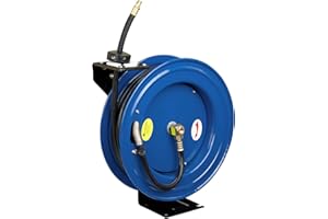 Cyclone Pneumatic 3/8 in x 100ft, Retracable Air Hose Reel, All-Steel, German-Made Hose w/Automatic Rewind, Auto Shop, Garage, CP3690