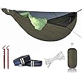 Onewind 11ft Zipper Hammock with Mosquito Net for Camping, Portable Double-Layer Northers Hammock with Adjustable Ridgeline for Camping, Hiking and Backpacking, OD Green, Sleeping Pad Not Included