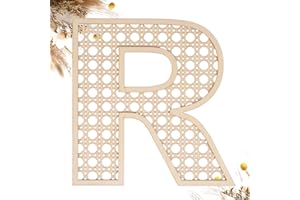 SHE LOVE Wooden Rattan Letters 8 inch Wood Letters R for Wall Decor Crafts Boho Nursery Decor for Baby Shower Wedding Bedroom Name Signs Large Rustic Letter Home Decoration