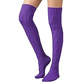 SherryDC Women's Cable Knit Thigh High Boot Socks Extra Long Winter Stockings Leg Warmers