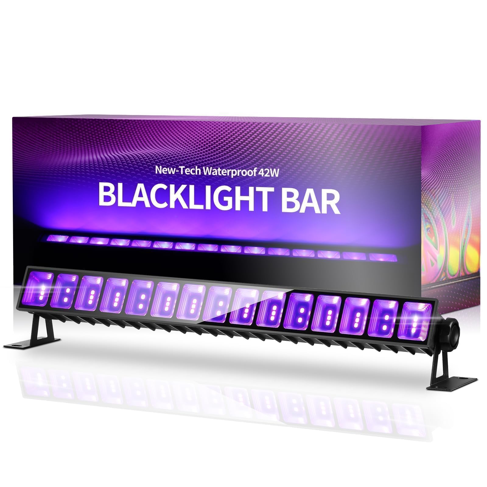 Photo 1 of THECHAM 42W LED Black Light Bar, IP66 Waterproof Blacklight Bar with 6ft Cord+Plug+Switch, Black Lights for Glow Party, Fluorescent Poster, Body Paint, Birthday, Halloween, Bedroom, Classroom