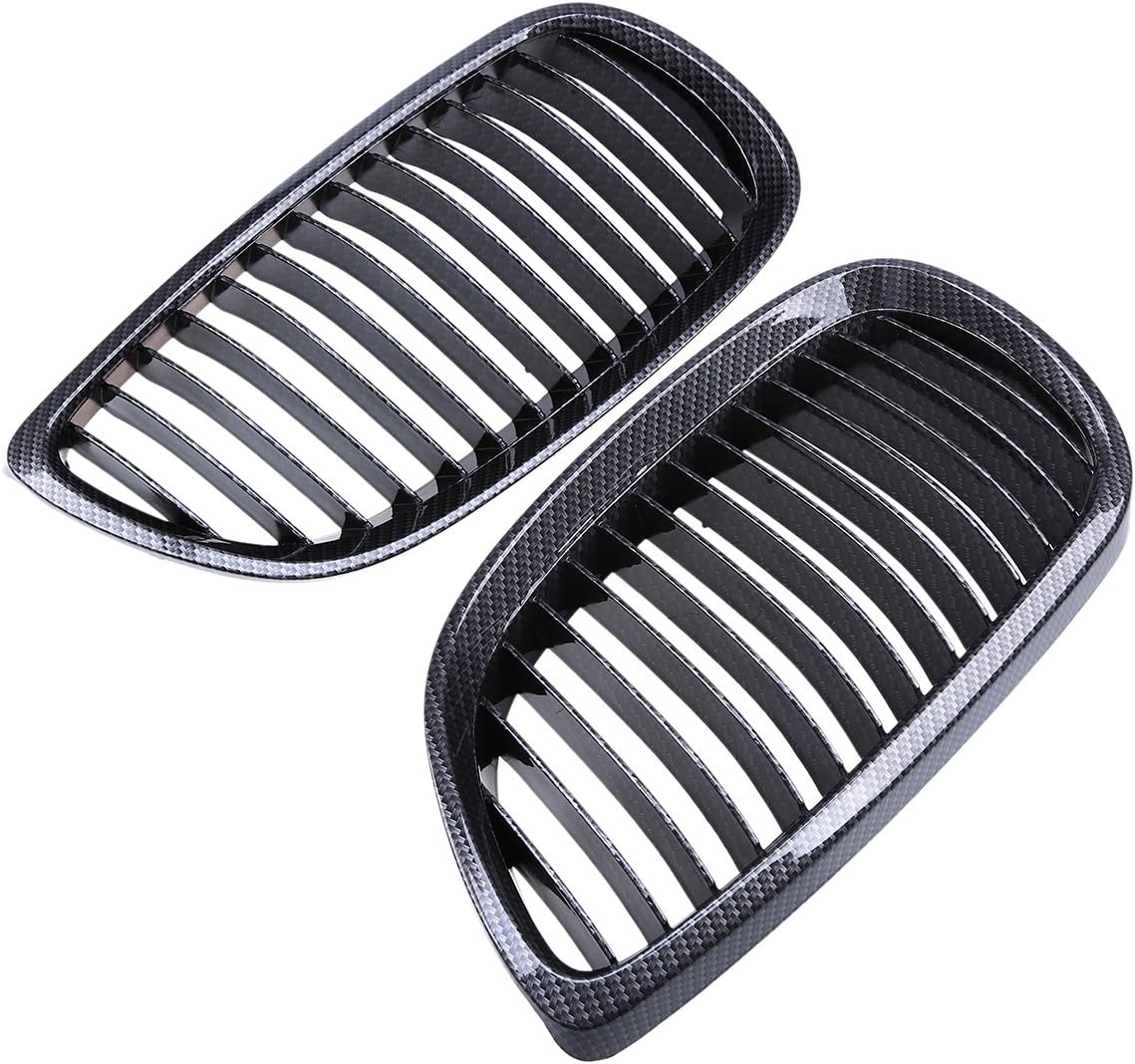 Possbay 2pcs Front Grill Kidney Grille for E90 E92 E93, Carbon Fibre Look