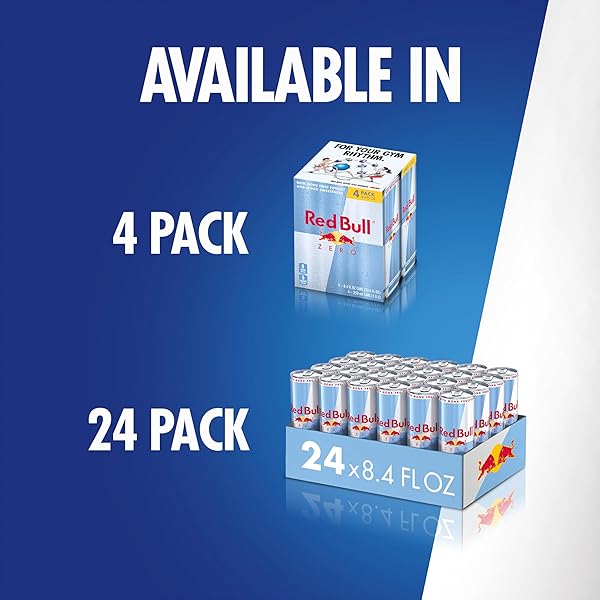 RED BULL ZERO ENERGY DRINK, 8.4 FL. OZ., WITH 80MG CAFFEINE, TAURINE & B VITAMINS, PACK OF 4 CANS