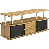 Convenience Concepts Designs2Go TV Stand with 3 Cabinets for Flat Panel TV's up to 50-Inch or 85-Pounds, Light Oak