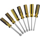 7 Pcs Metric Nut Driver Set, 5-10mm Hex Drivers for Bolts Fasteners, M3-M6 Nuts, Carbon Steel Hex Socket Tools with Amber Handle for Automotive Repair, Professional Maintenance