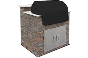 Covers & All Built-in Outdoor Grill Cover, Durable 12 Oz Waterproof Cover Max Material with Air Pocket & Elastic for Snug Fit (32" W x 26" D x 24" H Inches, Black)