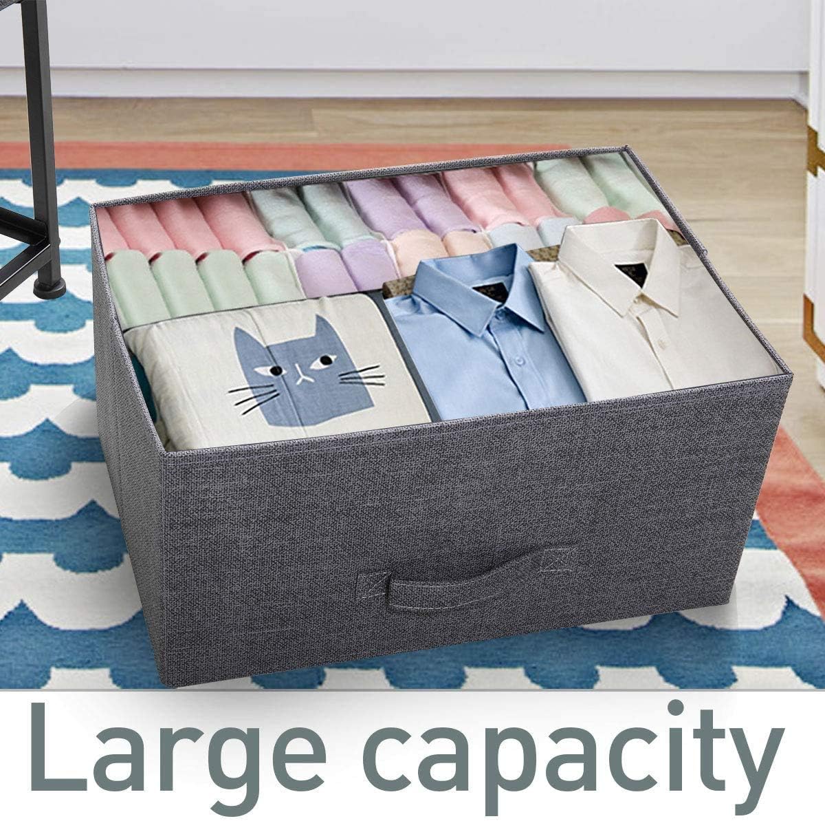 Stackable Storage Drawers Nightstand with 2 Non-Woven Fabric Drawers End Table with Steel Frame and Wood Top, Modern Clothes Organizer Closet Drawers Bedroom Bedside Living Room, College Dorm, Black -