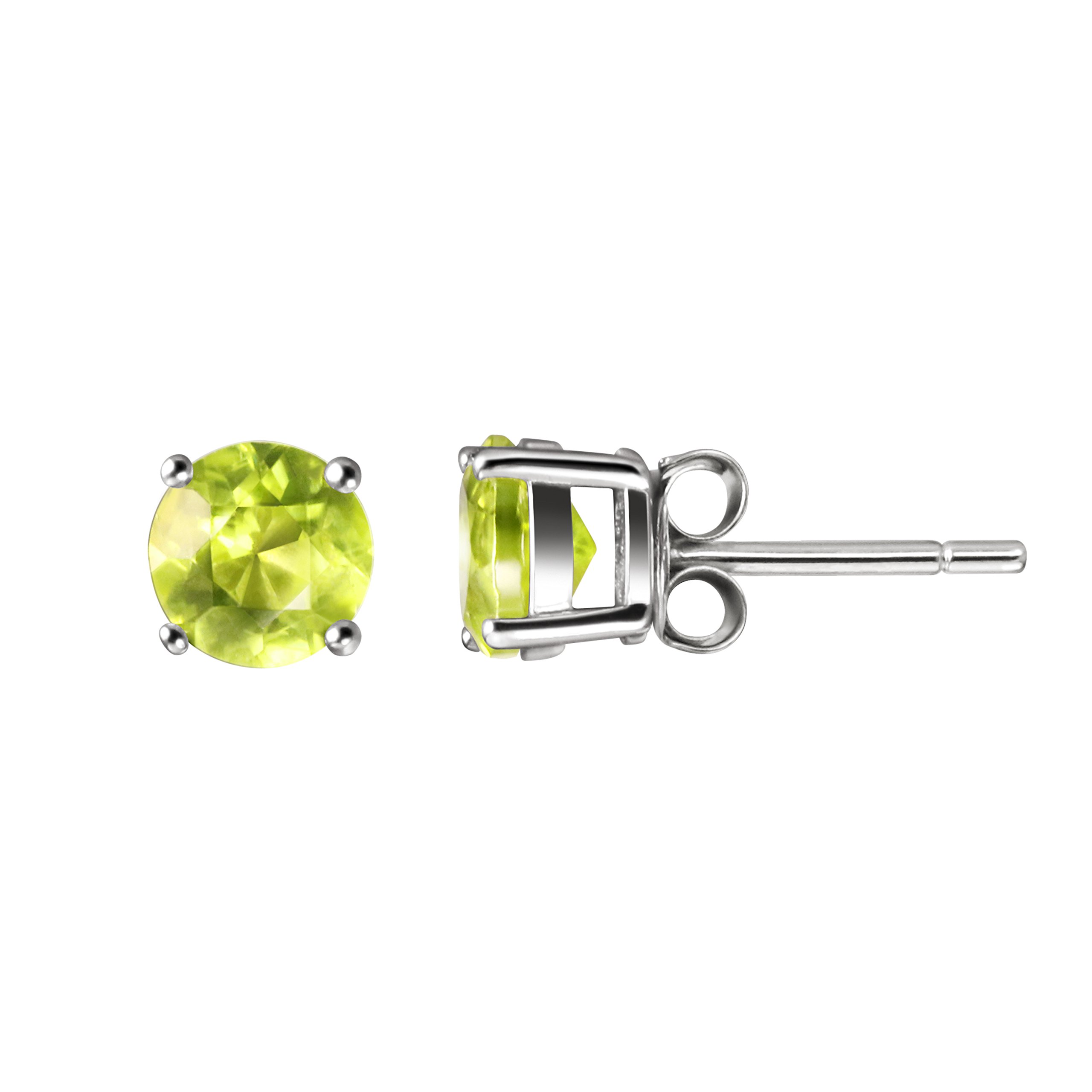Franki Baker Natural Peridot & Sterling Silver Stud Earrings. Size: 6mm