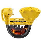 HOZHEM 30 Amp to 20 Amp Adapter 110V RV Distribution Adapter, NEMA TT-30P Male to 3X 5-15R/5-20R Female, ETL Listed RV Generator Household Outlet, 1.6 FT