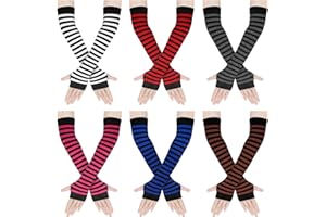 Amandir Long Fingerless Gloves for Women Arm Warmers Knit Thumbhole Stretchy Gloves