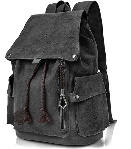 Canvas Backpack Purse with Flap Drawstring Multi-Pocket Ladies Travel Daypack Amazon.com: LassZone Canvas Drawstring Backpack Purse for  main image 2