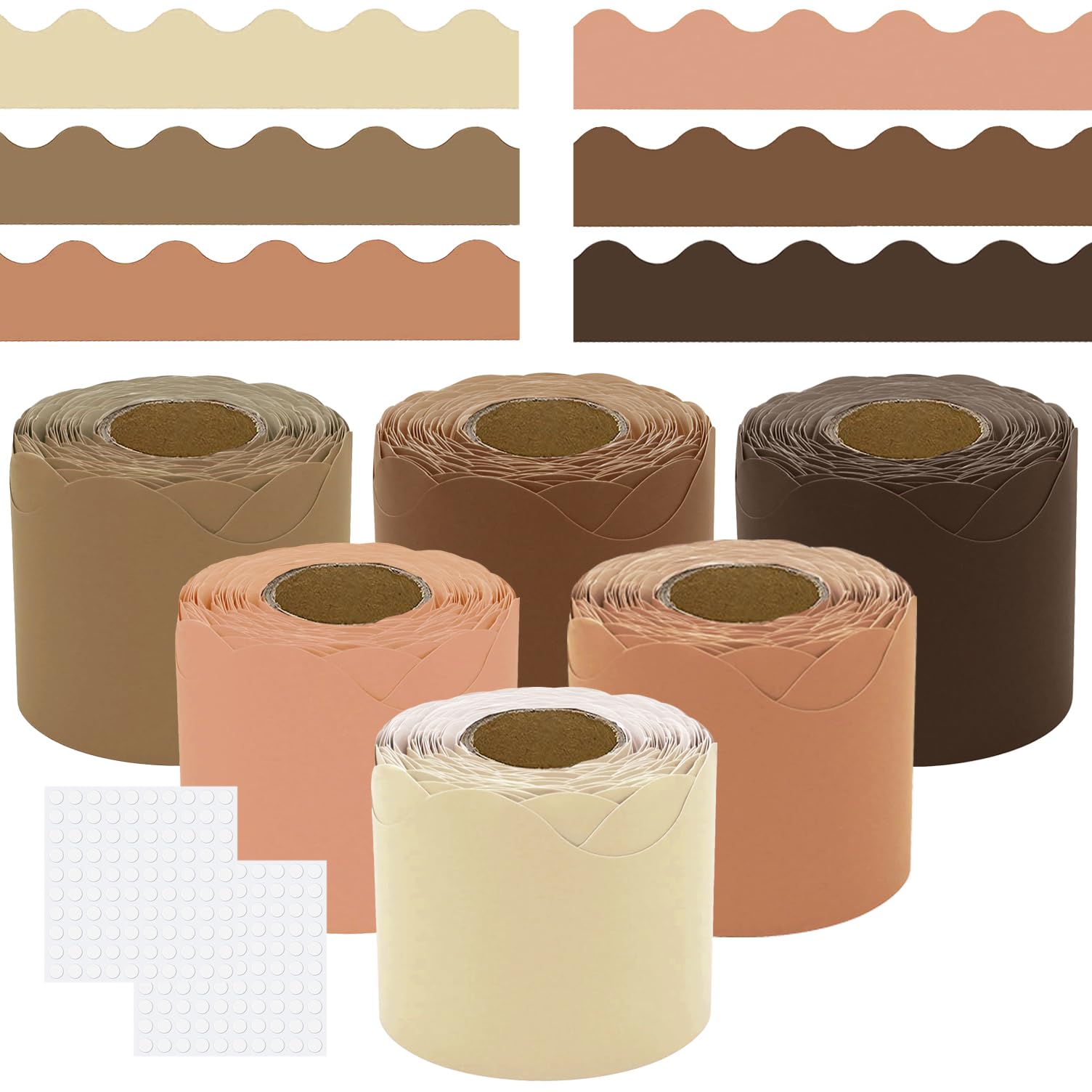 Acidea 196.8 ft Display Borders for Classrooms, 6 Rolls Pastel Border Rolls for Displays, Colorful Classroom Borders for Bulletin Board, Trim Bulletin Boards for Classroom Bulletin Board Decorations