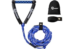 MUMUBOAT Wakesurf Rope with Handle, 25ft Adjustable Wake Surf Rope Floating Watersport Ropes for Wake Surfing