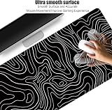 HGWALP Large Gaming TOPO Mouse Pad Black and White Topographic 31.5 x 11.8 view 3